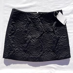 Esprit Quilted Floral Mini Skirt Womens 6 Black Short